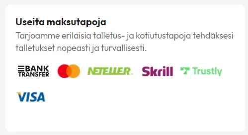 Maksuvaihtoehdot NordicBet Suomi
