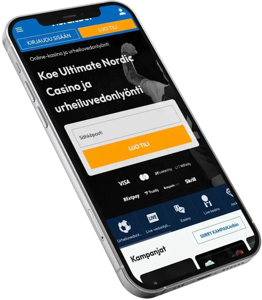 NordicBet mobiili pääsivu
